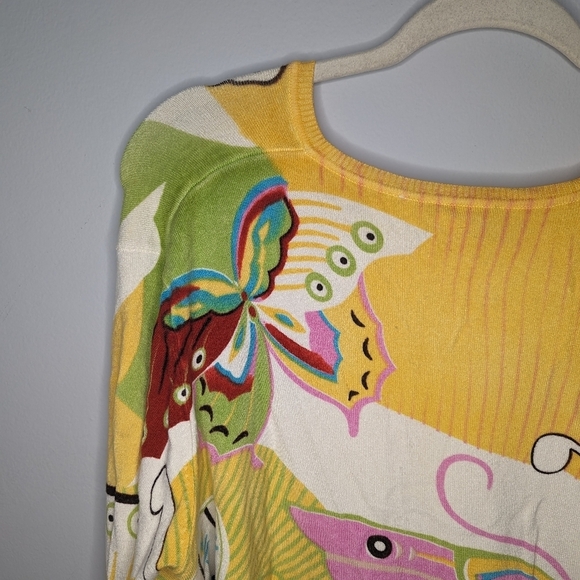 Y2K Vintage Elizabeth New York Sequin Butterfly Floral Nature Sweater Womans XL - Picture 5 of 11